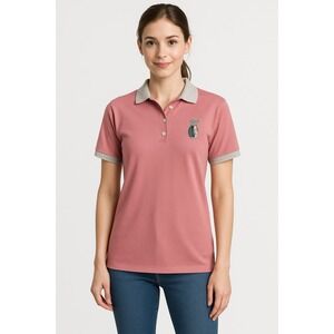 EB Naturally by Elaine Benedict Pink Polo Shirt Golf Embroidered USA Made M